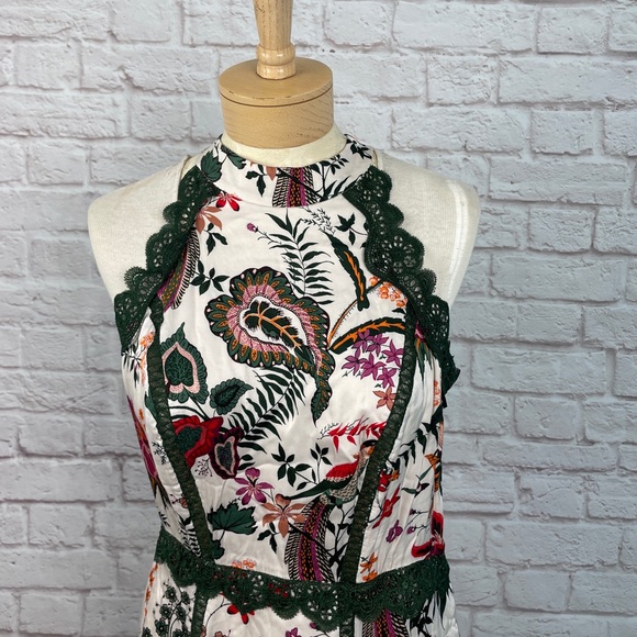 By Anthropologie Lace Floral Trim A-Line Dress Size 12 - Picture 3 of 11